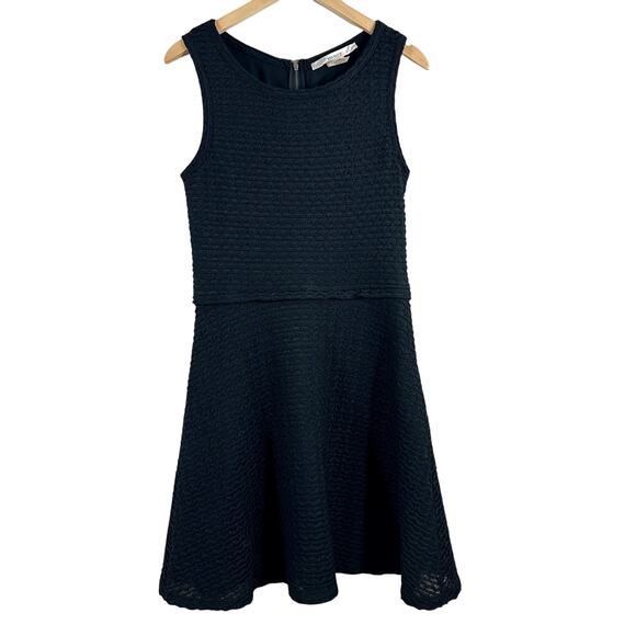 Studio M Women's Dress Black Textured Knit Sleeveless Short A Line‎ Dress Size L - Picture 1 of 9